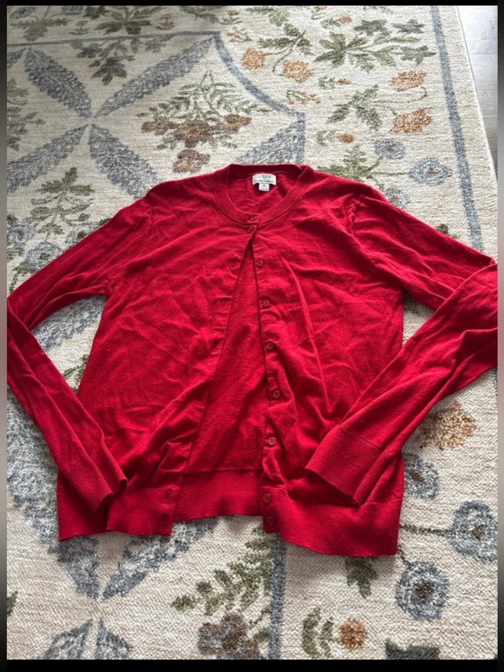 J.Crew Red Button-Front Cotton Cardigan Sweater